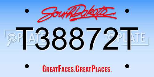 T38872T South Dakota License Plate