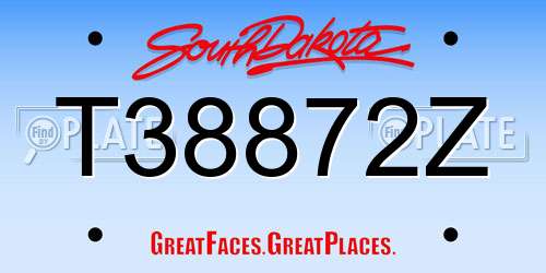 T38872Z South Dakota License Plate