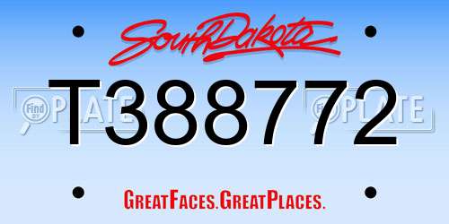T388772 South Dakota License Plate