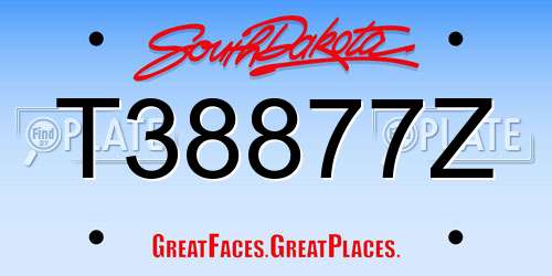 T38877Z South Dakota License Plate