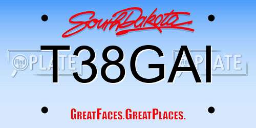 T38GAI South Dakota License Plate