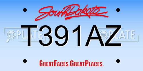 T391AZ South Dakota License Plate