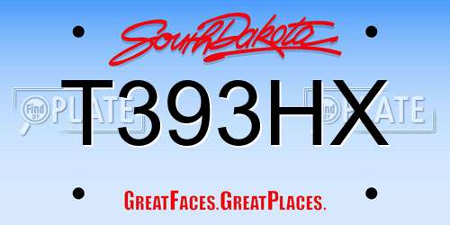 T393HX South Dakota License Plate