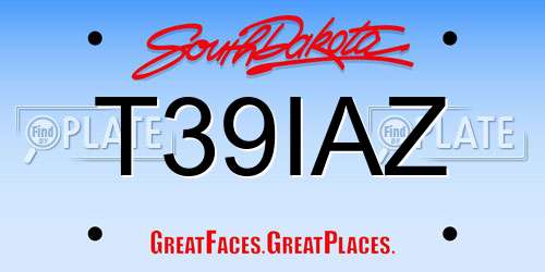 T39IAZ South Dakota License Plate