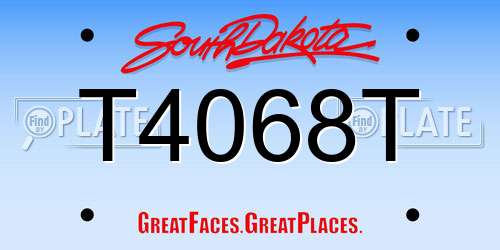 T4068T South Dakota License Plate