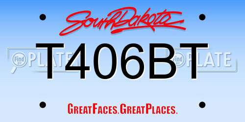 T406BT South Dakota License Plate