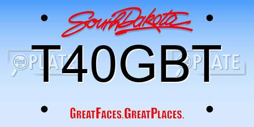 T40GBT South Dakota License Plate