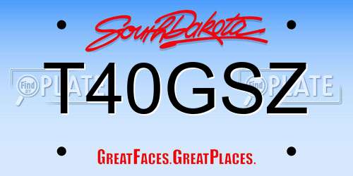 T40GSZ South Dakota License Plate