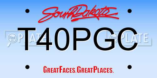 T40PGC South Dakota License Plate