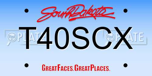 T40SCX South Dakota License Plate