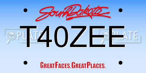 T40ZEE South Dakota License Plate