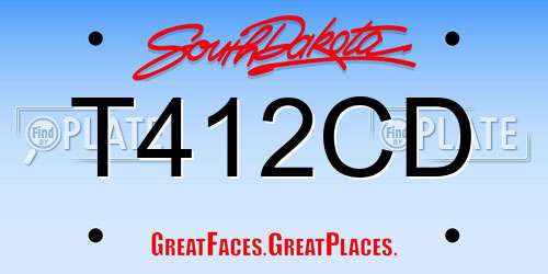T412CD South Dakota License Plate