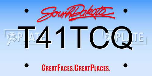 T41TCQ South Dakota License Plate