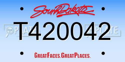 T420042 South Dakota License Plate