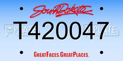 T420047 South Dakota License Plate