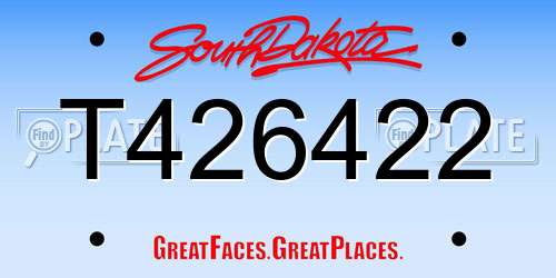 T426422 South Dakota License Plate