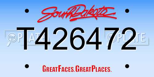 T426472 South Dakota License Plate