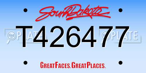T426477 South Dakota License Plate