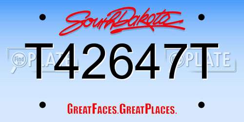T42647T South Dakota License Plate