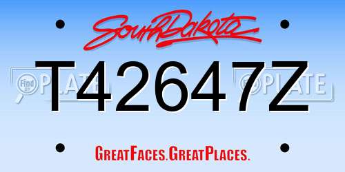 T42647Z South Dakota License Plate