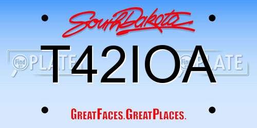 T42IOA South Dakota License Plate