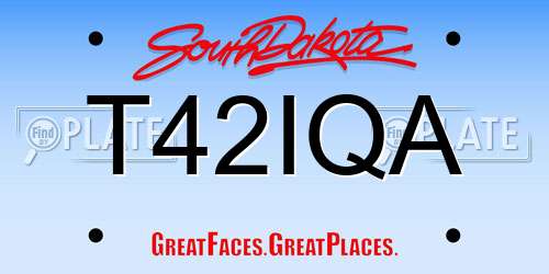 T42IQA South Dakota License Plate