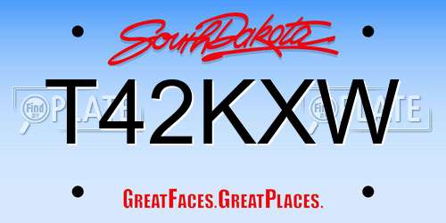 T42KXW South Dakota License Plate