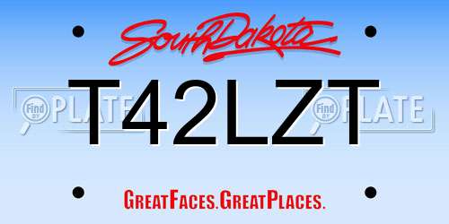 T42LZT South Dakota License Plate