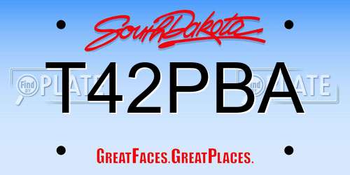 T42PBA South Dakota License Plate