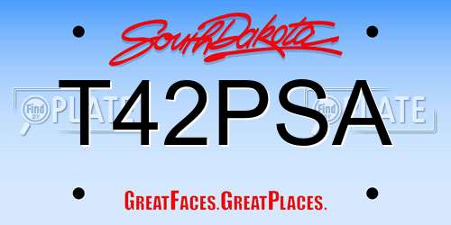 T42PSA South Dakota License Plate
