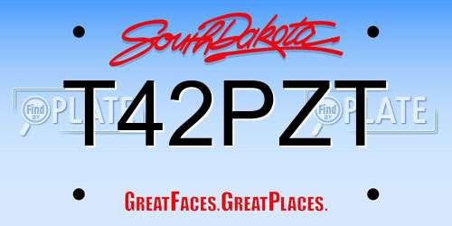 T42PZT South Dakota License Plate