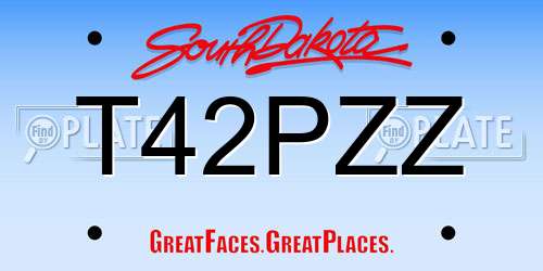 T42PZZ South Dakota License Plate