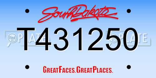 T431250 South Dakota License Plate