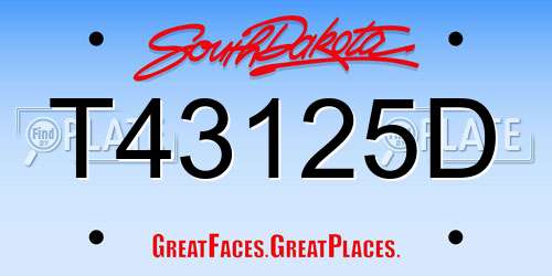 T43125D South Dakota License Plate
