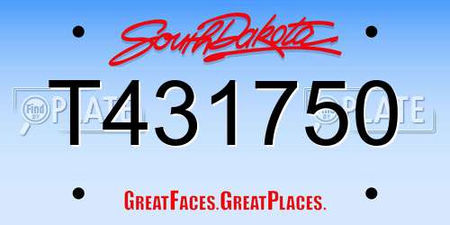 T431750 South Dakota License Plate