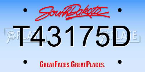T43175D South Dakota License Plate