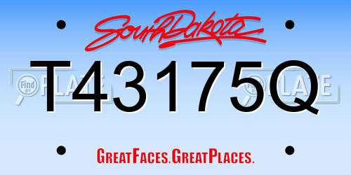 T43175Q South Dakota License Plate