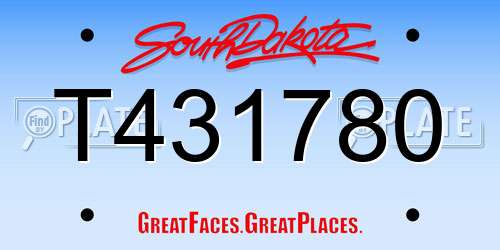 T431780 South Dakota License Plate