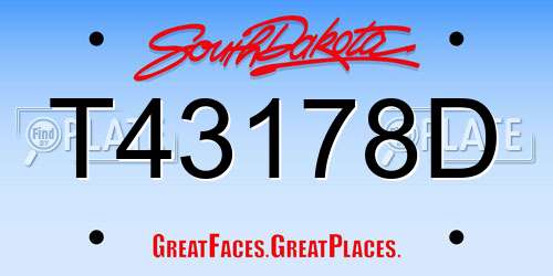 T43178D South Dakota License Plate