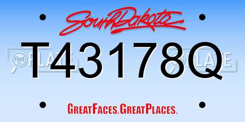 T43178Q South Dakota License Plate