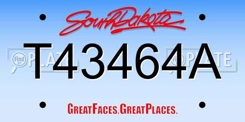 T43464A South Dakota License Plate
