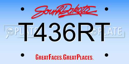 T436RT South Dakota License Plate