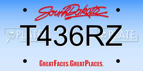 T436RZ South Dakota License Plate