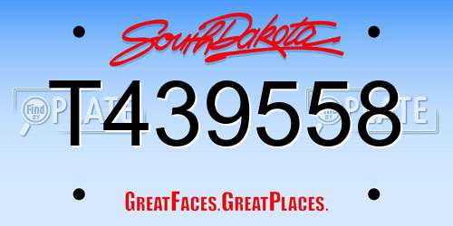 T439558 South Dakota License Plate