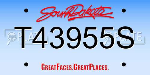 T43955S South Dakota License Plate
