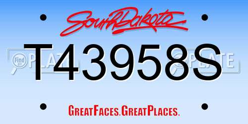 T43958S South Dakota License Plate