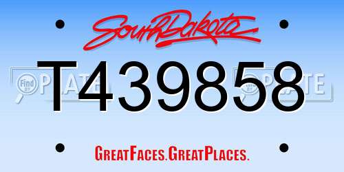 T439858 South Dakota License Plate