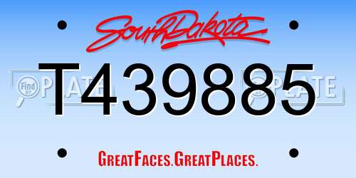 T439885 South Dakota License Plate