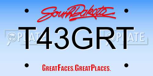 T43GRT South Dakota License Plate