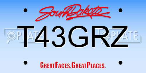 T43GRZ South Dakota License Plate